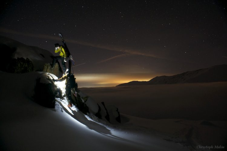 Winter Ski-touring Night Sky