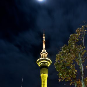 Lunar Corona Above Sky Tower