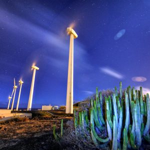 Parque Eolico under a Full Moon