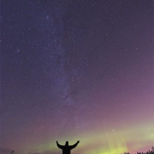 Winter Auroras and the Milky Way