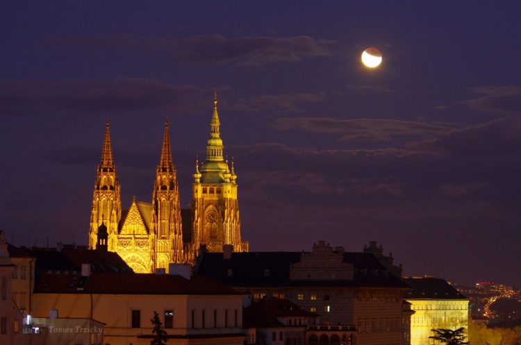 Partial Lunar Eclipse above the Prague Castle