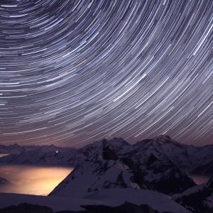Star Trails Over Swiss Alps