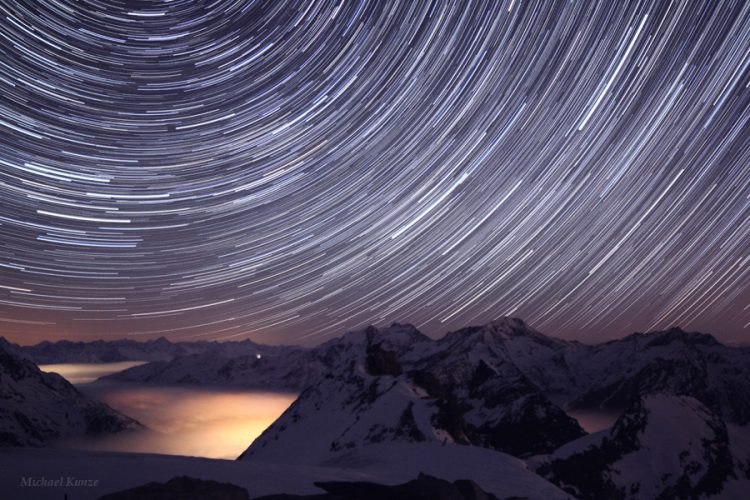 Star Trails Over Swiss Alps