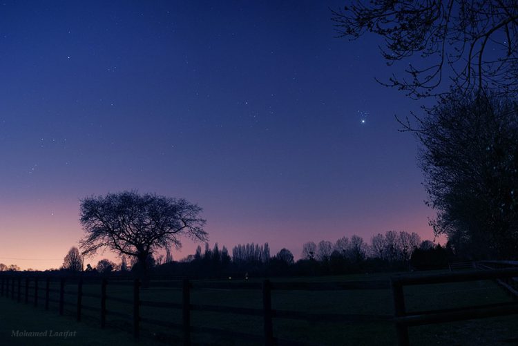 Venus and Pleiades over Normandy