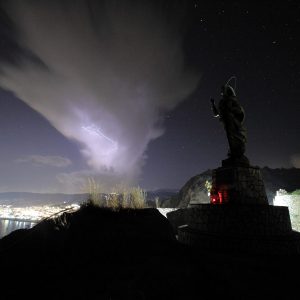 Stars and Cumulonimbus over Saint Mary Statue