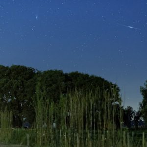 Comet Panstarrs and Iridium Flare