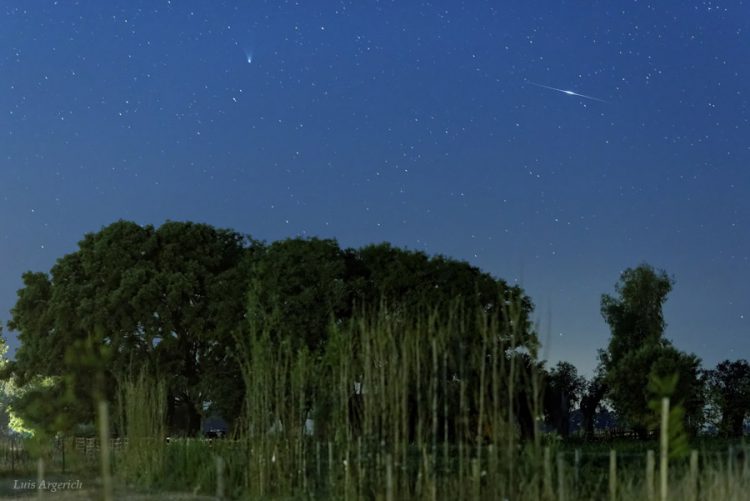 Comet Panstarrs and Iridium Flare