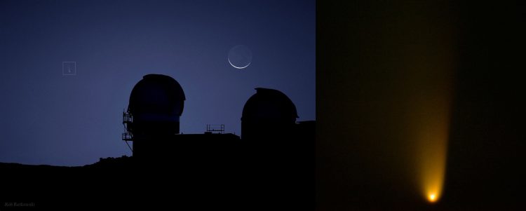 Comet PanSTARRS over PanSTARRS Telescopes