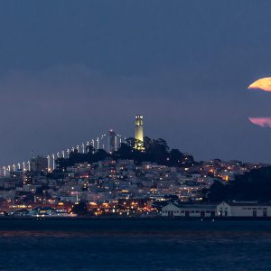 Pink Moonrise over San Francisco