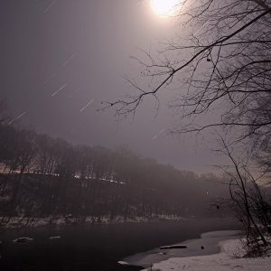 The Foggy Conestoga River under the Full Moon