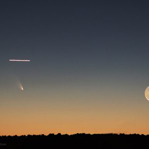 Panstarrs and Crescent Moon after Sunset