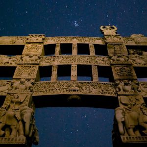 Pleiades and Eastern Gate of Sanchi Stupa