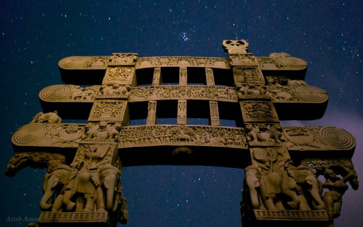 Pleiades and Eastern Gate of Sanchi Stupa