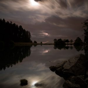 Full Moon and Approaching Thunderstorm