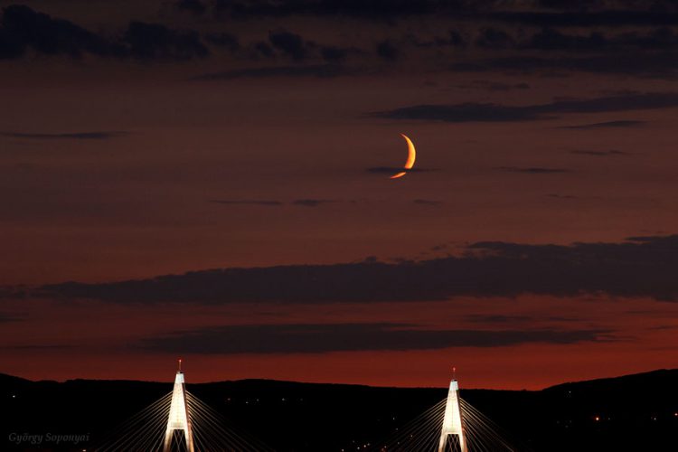Moonset over Bridge Pillars