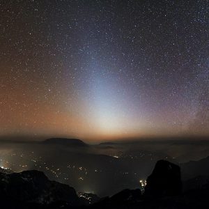 Bright Zodiacal Light Over Mount Jigong