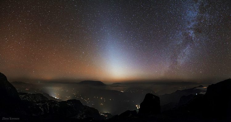 Bright Zodiacal Light Over Mount Jigong