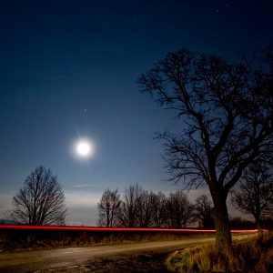 Rising Full Moon over the Road
