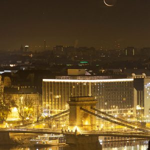 Crescent Moonrise over Budapest