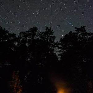 Comet Lovejoy and Stargazers by Campfire