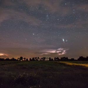 Early Perseid Meteor and Thunderstorm