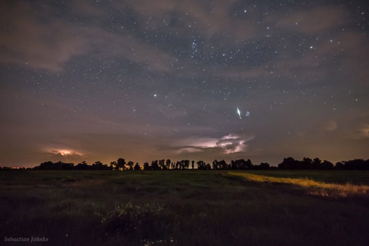 Early Perseid Meteor and Thunderstorm
