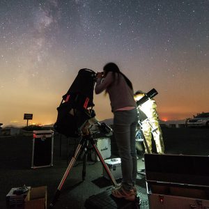 Chinese Amateur Astronomer Observing the Night Sky