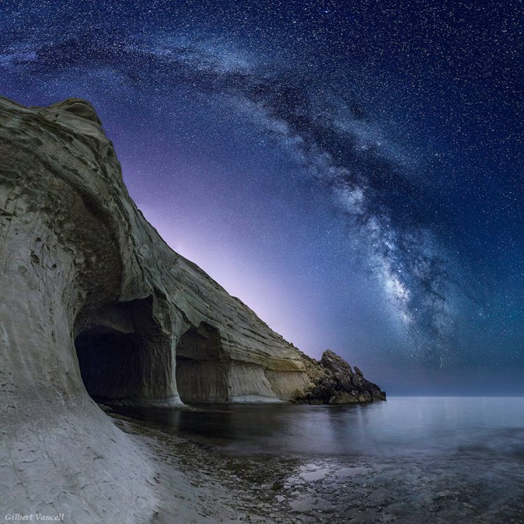 The Milky Way over Sea Caves