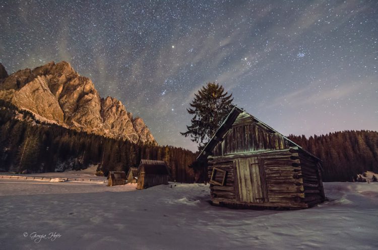 Orion and Pleiades over Mount Siera