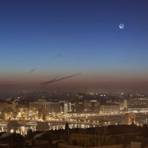Crescent Moonrise over Budapest
