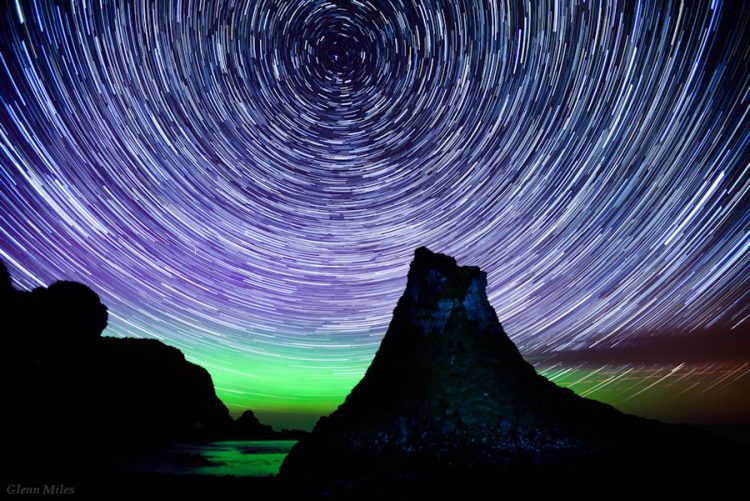 Circumpolar Startrails and Aurora