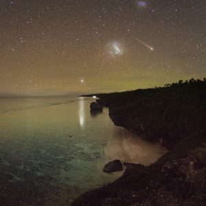 Perseid Meteor over Mangaia Island