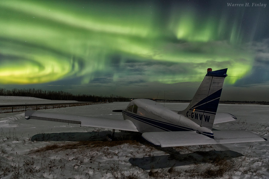 TWAN Aurora above Cooking Lake Airport