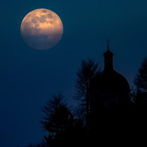 Rising Full Moon over the Chapel