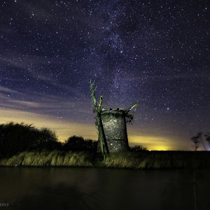 Derelict Windmill Under Clear Norfolk Skies