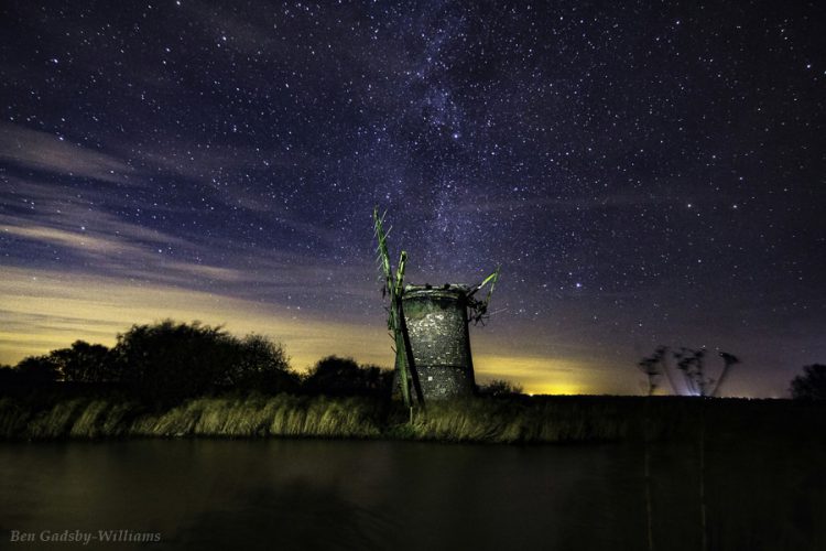 Derelict Windmill Under Clear Norfolk Skies