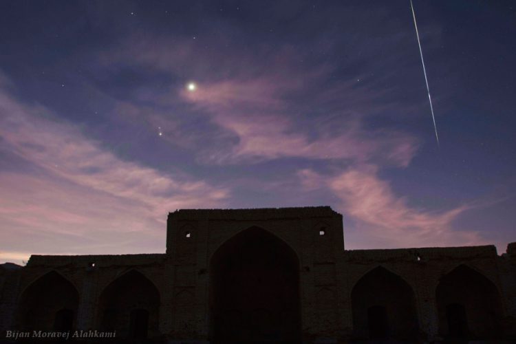 Meteor Streaking Over a Caravansary