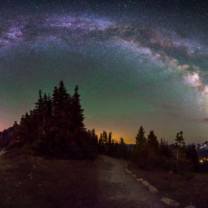 Mount Rainier Aurora and Milky Way