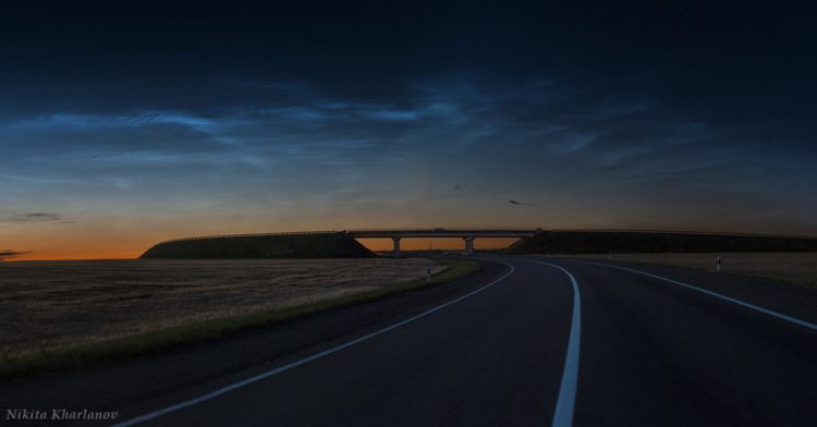 Night Drive Under Noctilucent Clouds