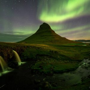 Aurora over Kirkjufellfoss