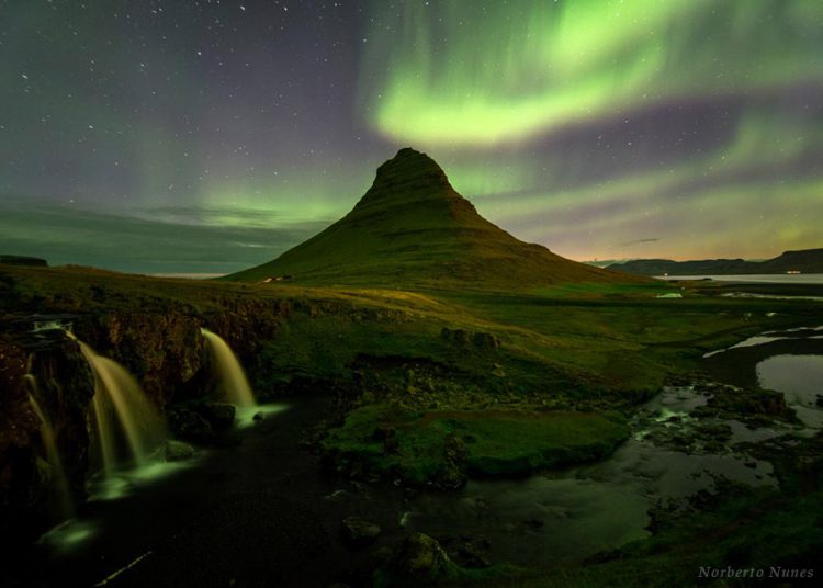 Aurora over Kirkjufellfoss