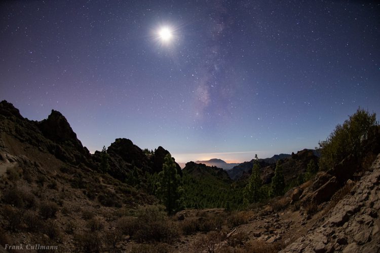 Milky Way with Waxing Moon Over Gran Canaria