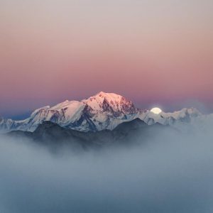 Sunset and Moonrise Over the Mont blanc