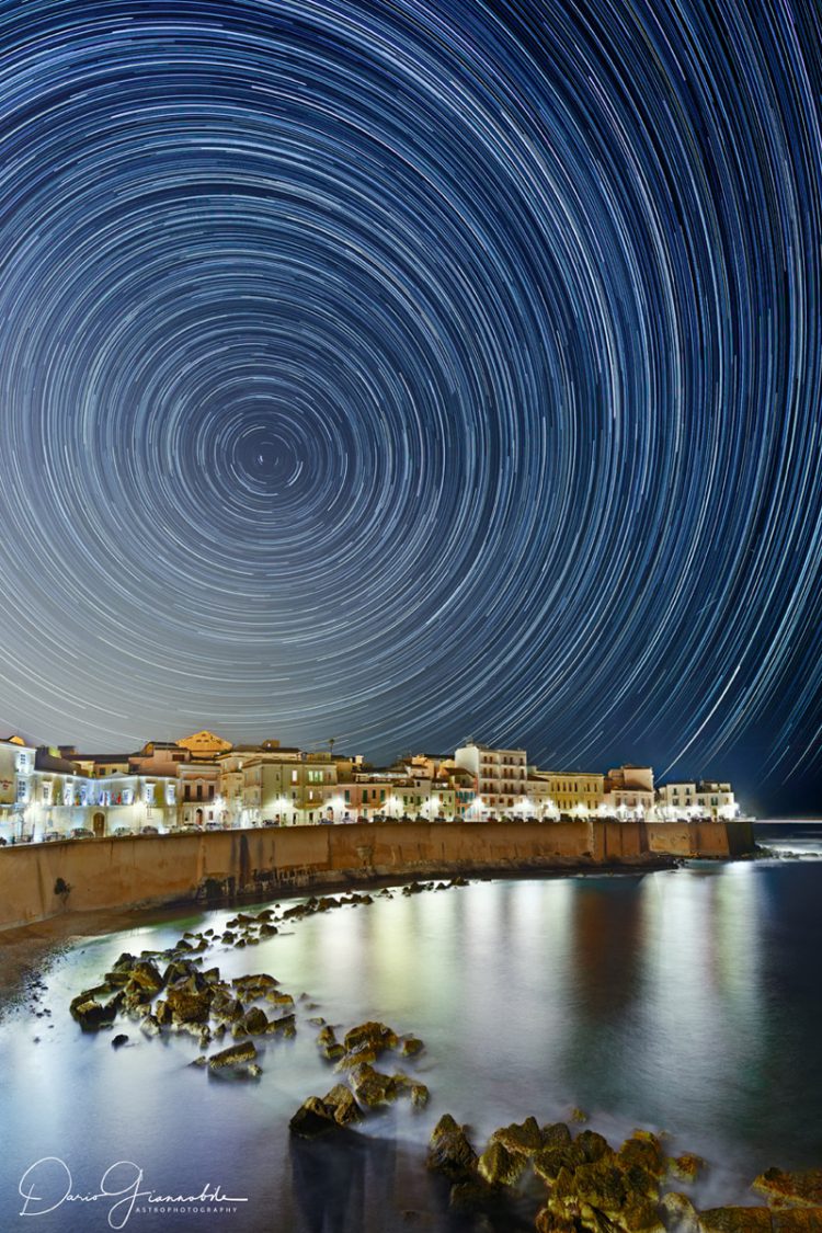 Ortygia Star Trail (composite)