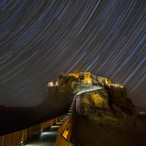 Startrail above Civita di Bagnoregio