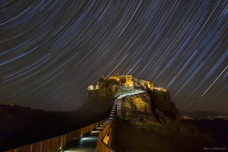 Startrail above Civita di Bagnoregio
