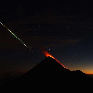 Fireball Over Fuego Volcano