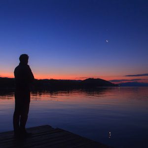 Moon and Venus over Lake Sevan