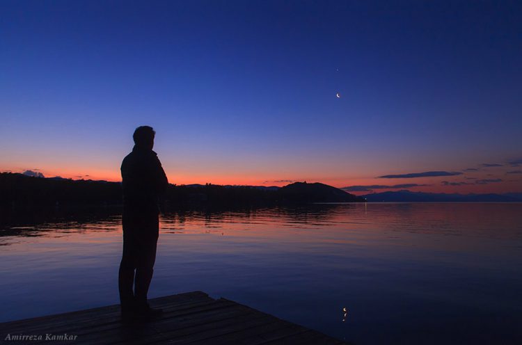 Moon and Venus over Lake Sevan