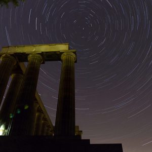 Star Trails over National Monument of Scotland